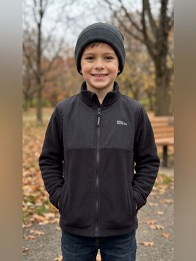 Eddie Bauer Kids Black Fleece Zip-Up Sweater 10/12